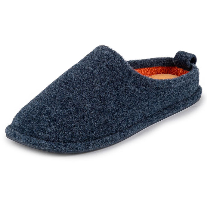 Isotoner Mens Felt Mule With Contrast Lining Slipper Navy Extra Image 1