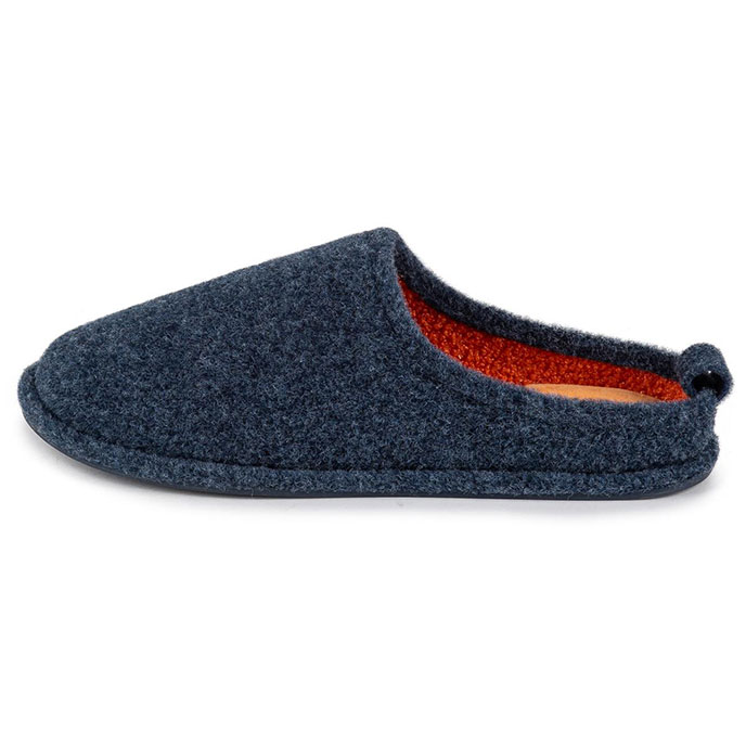 Isotoner Mens Felt Mule With Contrast Lining Slipper Navy Extra Image 2