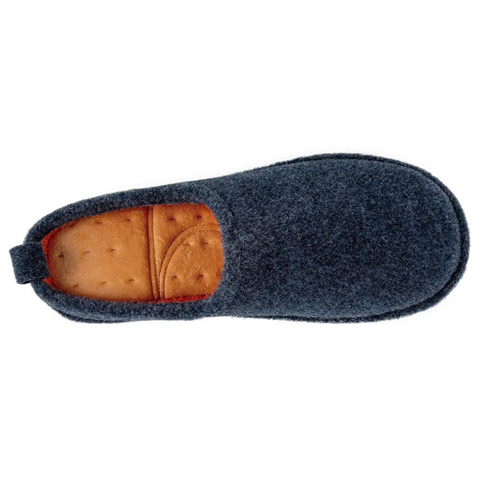 Isotoner Mens Felt Mule With Contrast Lining Slipper Navy Extra Image 3