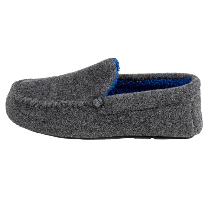 Isotoner Mens Felt Moccasin With Contrast Lining Slipper Grey Extra Image 2