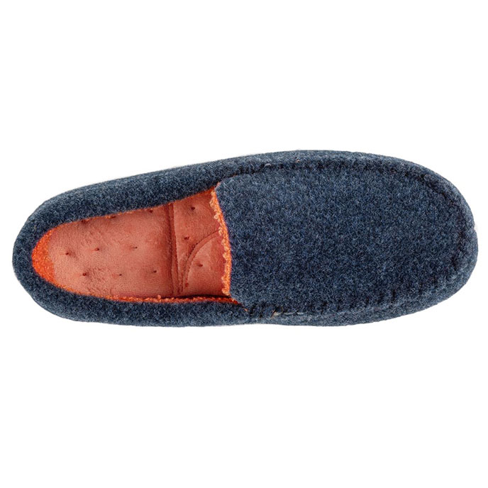 Isotoner Mens Felt Moccasin With Contrast Lining Slipper Navy Extra Image 3