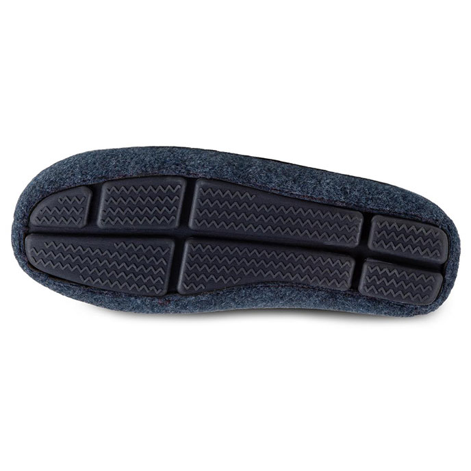 Isotoner Mens Felt Moccasin With Contrast Lining Slipper Navy Extra Image 4