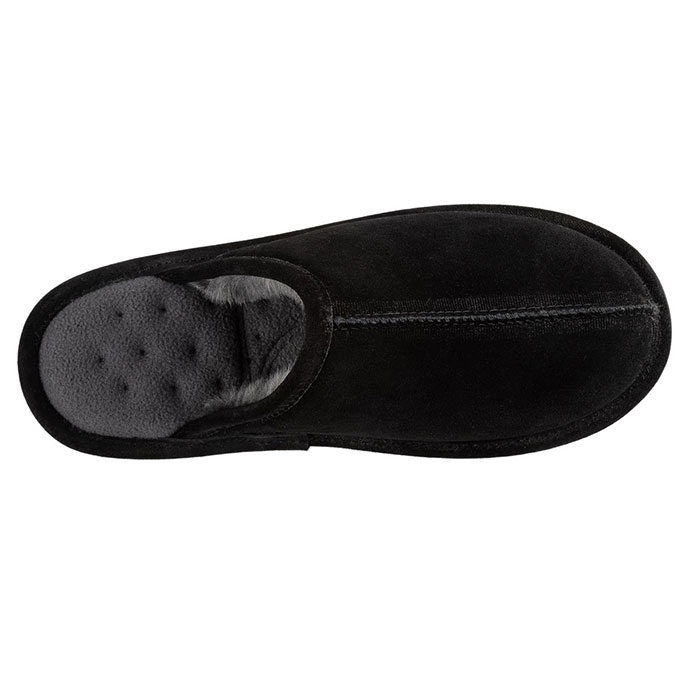 Isotoner Mens Real Suede Mule Slipper Black Extra Image 3