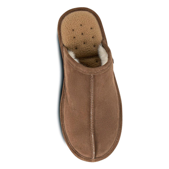 Isotoner Mens Real Suede Mule Slipper Tan Extra Image 3