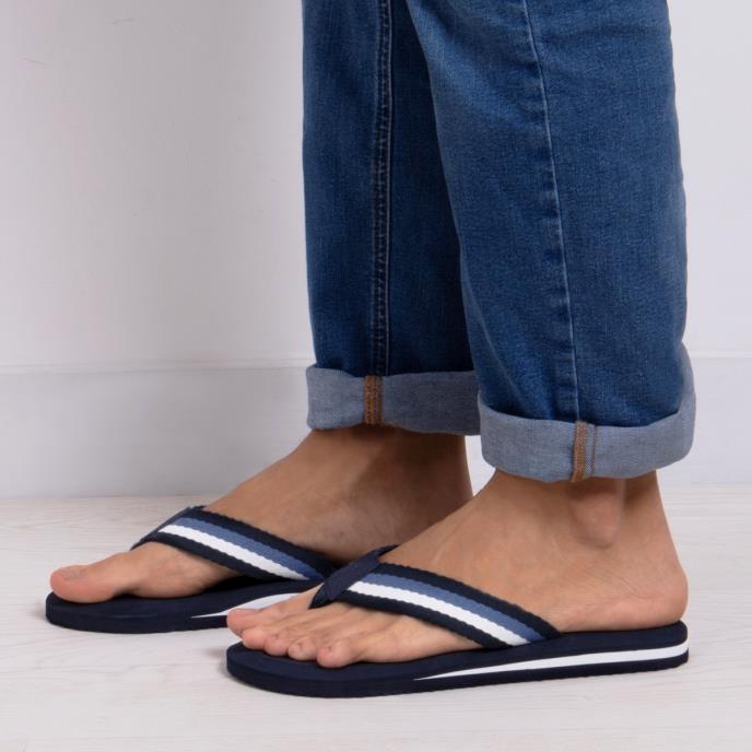 totes® Mens Tape Toe Post Sandal Navy