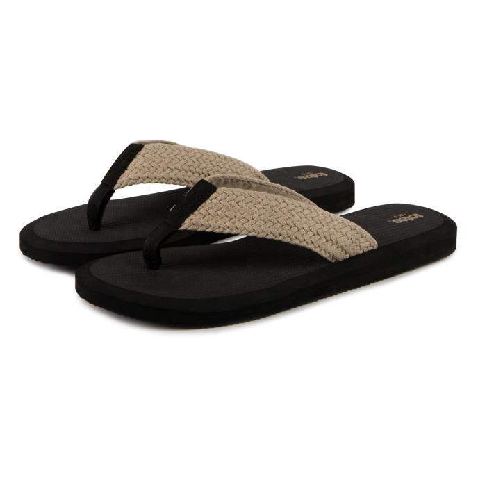totes® Mens Plait Toe Post Sandal Black