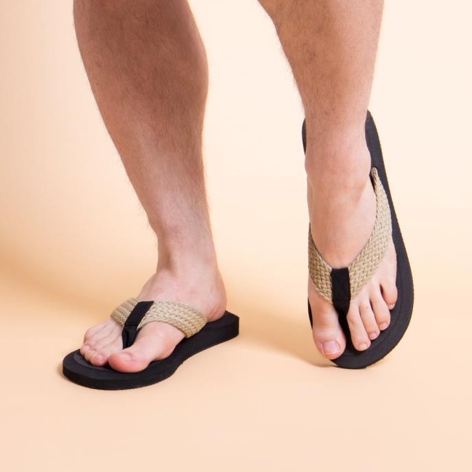 totes® Mens Plait Toe Post Sandal Black