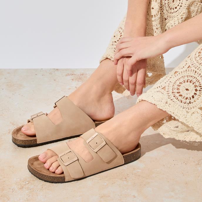totes® Ladies Double Buckle Slider Sand