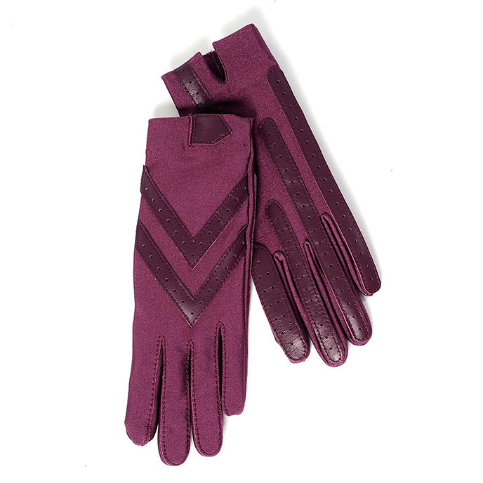 Isotoner Ladies Wonderfit Stretch Gloves Dark Plum
