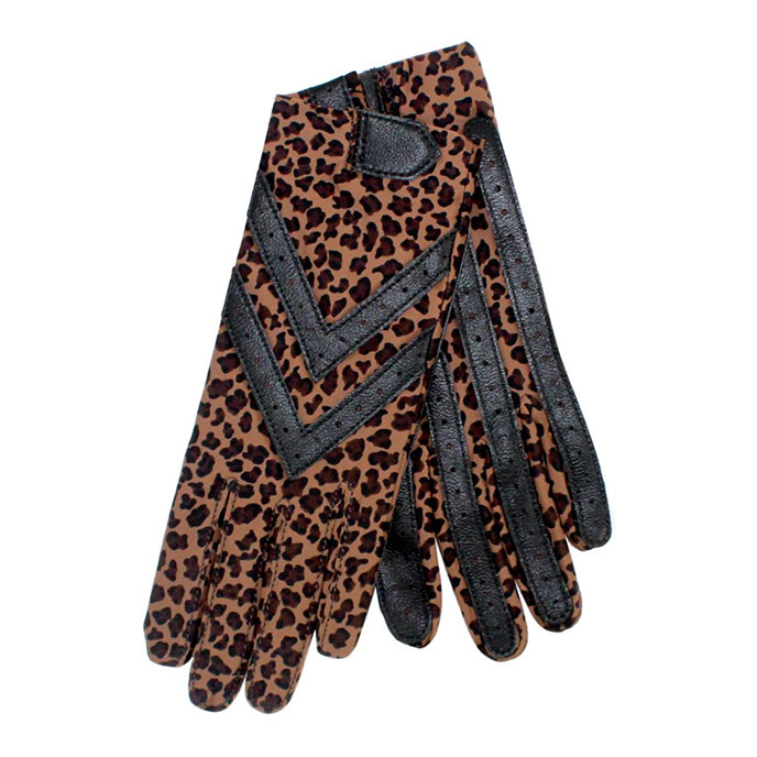 Isotoner Ladies Wonderfit Stretch Gloves Brown Leopard