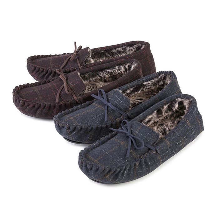 mens fur lined moccasin slippers