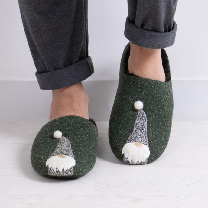 totes Mens Novelty Applique Mule Slippers Gnome