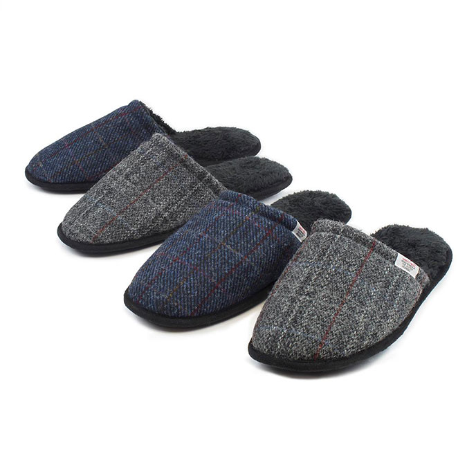 totes harris tweed mule slippers