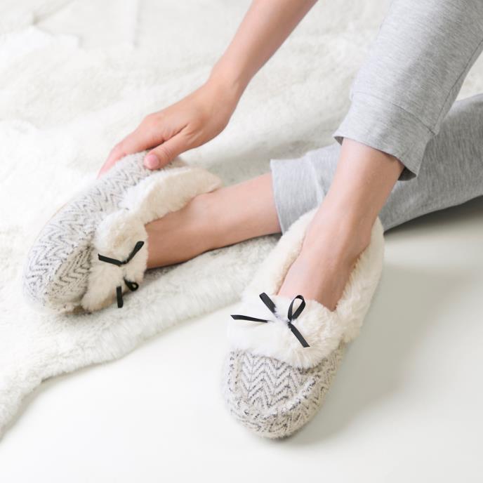 totes toasties® Ladies Sparkle Moccasin Slippers Cream Multi