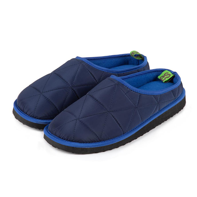 totes Mens Quilted Mule Slippers Navy