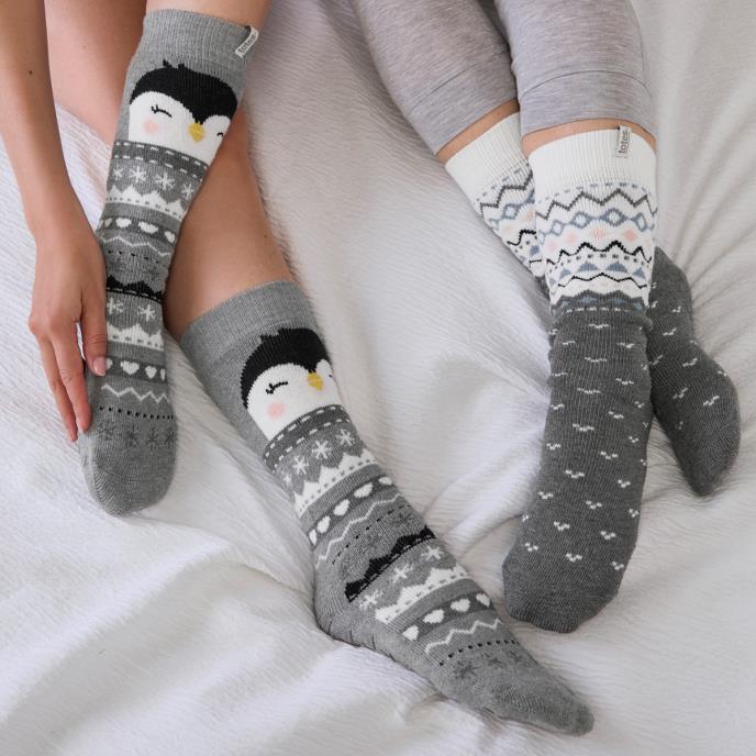 totes toasties® Ladies Original Slipper Socks (Twin Pack) Penguin