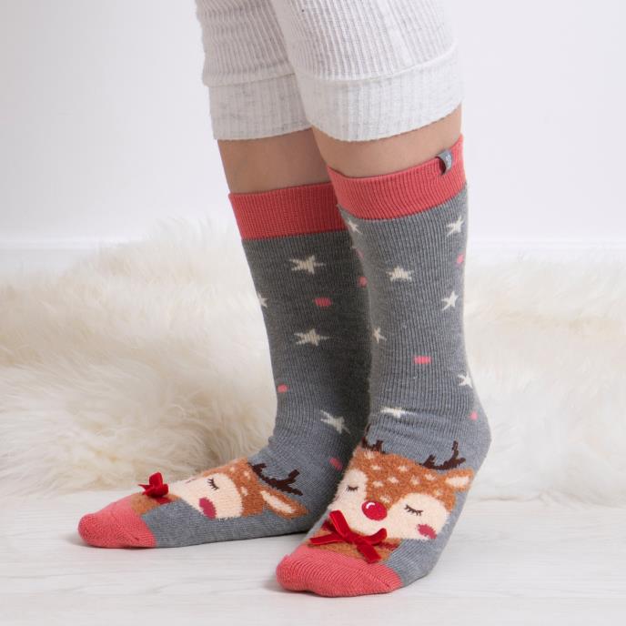 totes toasties® Ladies Single Original Slipper Socks Reindeer