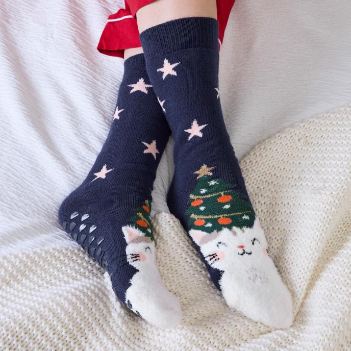 totes toasties® Ladies Single Original Slipper Socks Cat