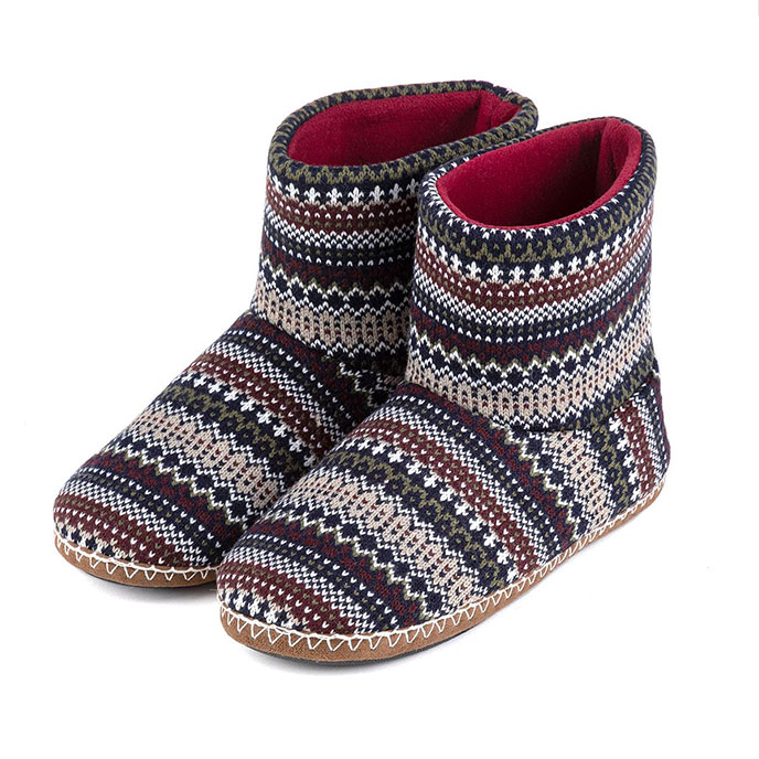 totes Mens Fair isle Boot Slipper Multi