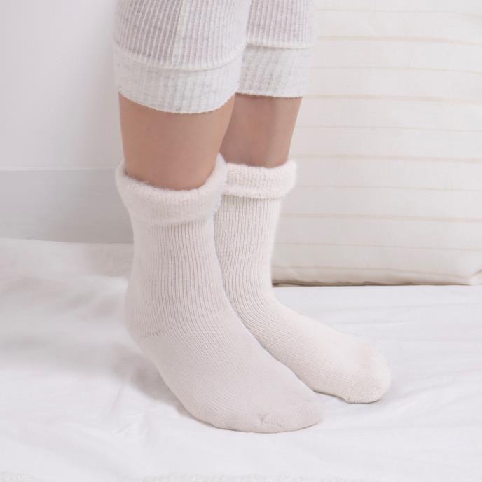 totes toasties® Ladies Premium Twin Pack Recycled Brushed Thermal Bed Sock Grey / Oat