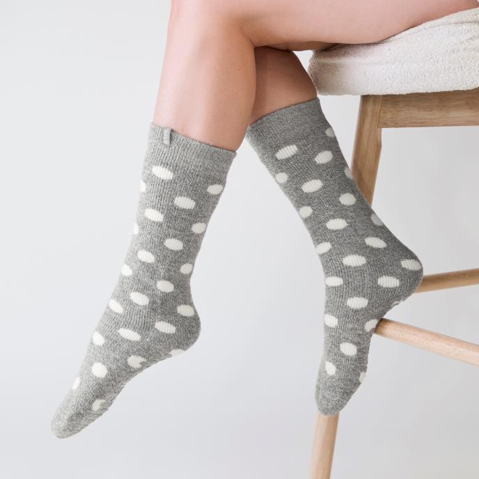 totes toasties® Ladies Thermal Brushed Original Slipper Socks Spotty Grey