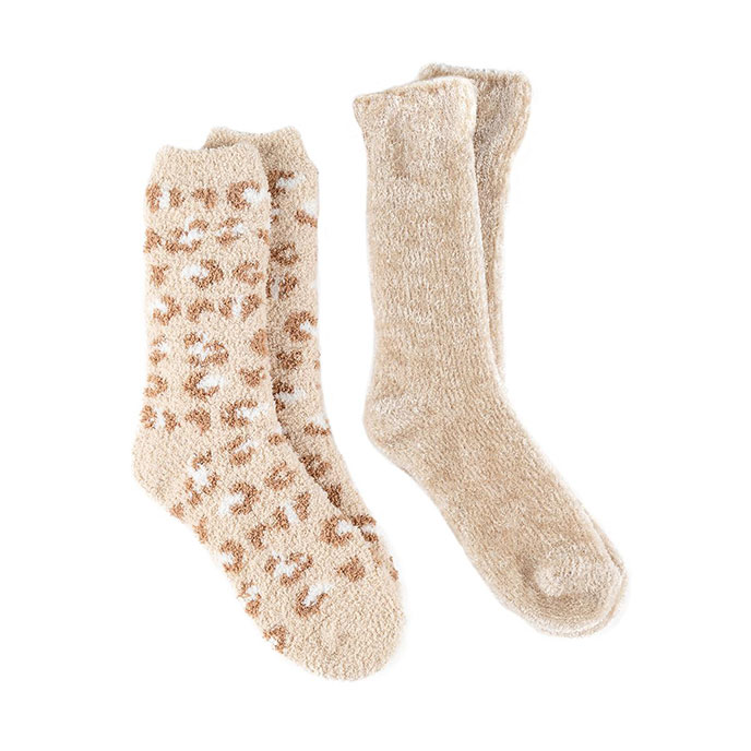 totes Ladies Recycled Chenille Supersoft Bed Socks (Twin Pack) Oatmeal
