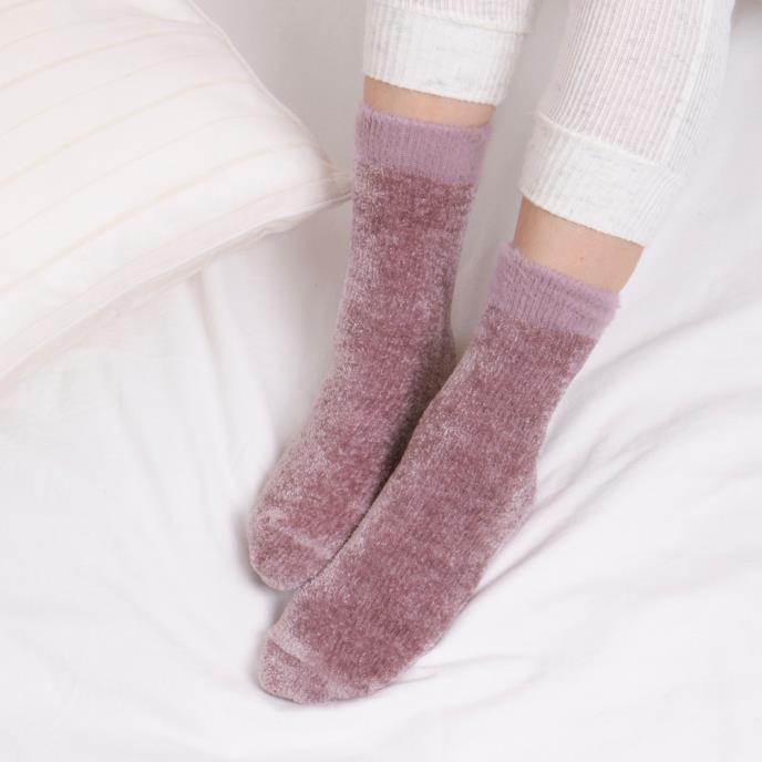 totes Ladies Chenille Bed Socks (Twin Pack) Teal / Pink