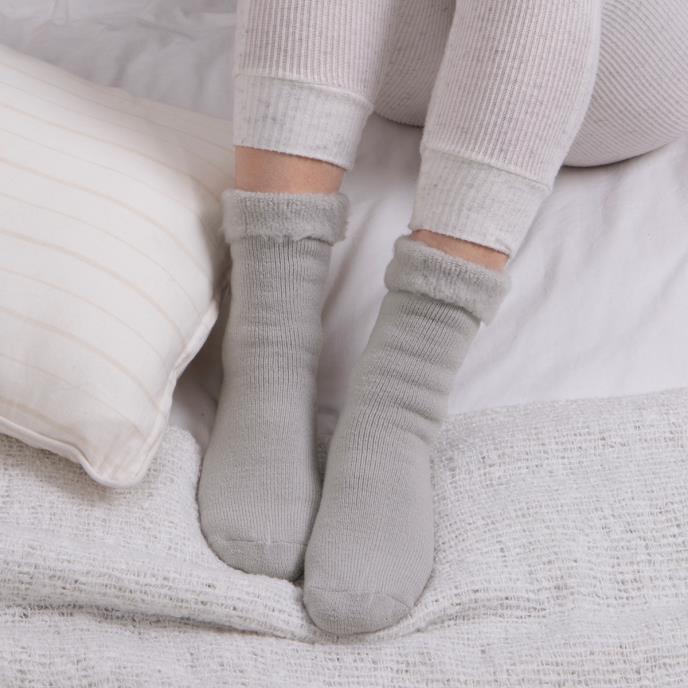 totes toasties® Ladies Thermal Brushed Bed Sock Grey