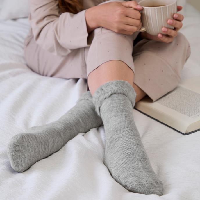 totes toasties® Ladies Thermal Brushed Bed Sock Grey