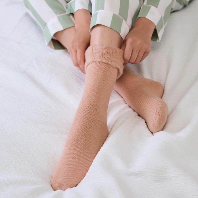 totes toasties® Ladies Thermal Brushed Bed Sock Dusky Pink