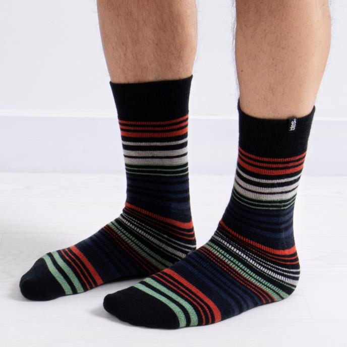 totes toasties Mens Original Slipper Socks (Twin Pack) Stripe