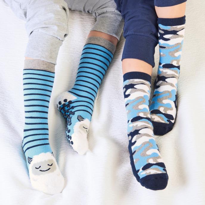 totes toasties® Childrens Original Slipper-Sox (Twin Pack) Yeti / Camo