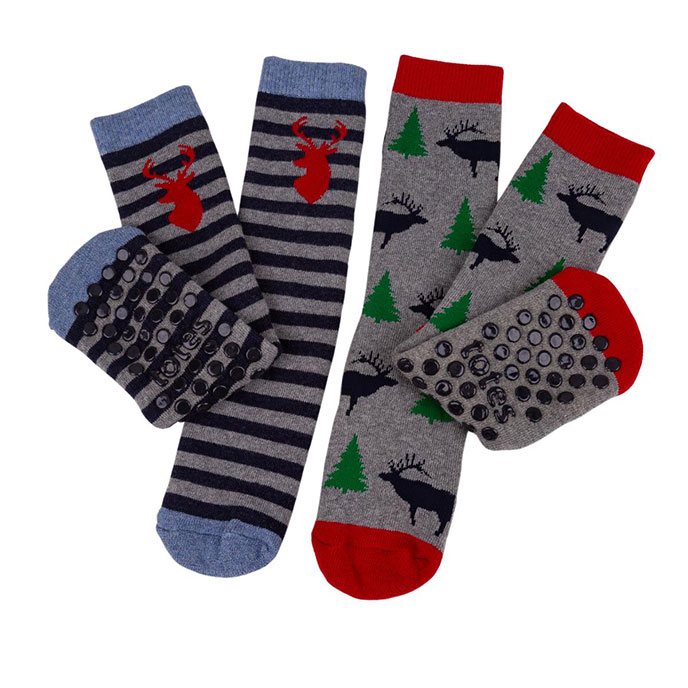 totes Kids Original Novelty Slipper Sock (Twin Pack) Stag/Trees