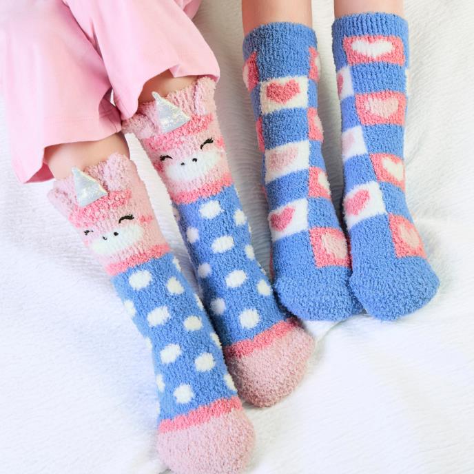 totes toasties® Girls Super Soft Slipper Socks (Twin Pack) Unicorn