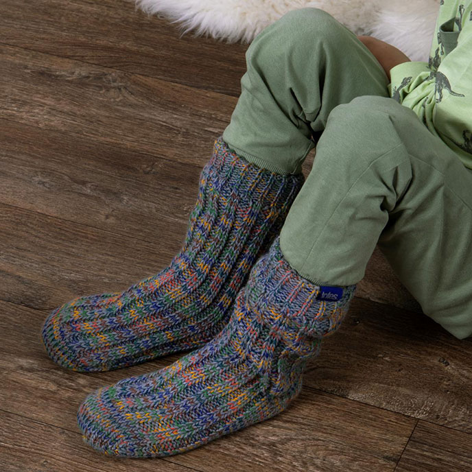 totes Childrens Knitted Chunky Slipper Socks Multi