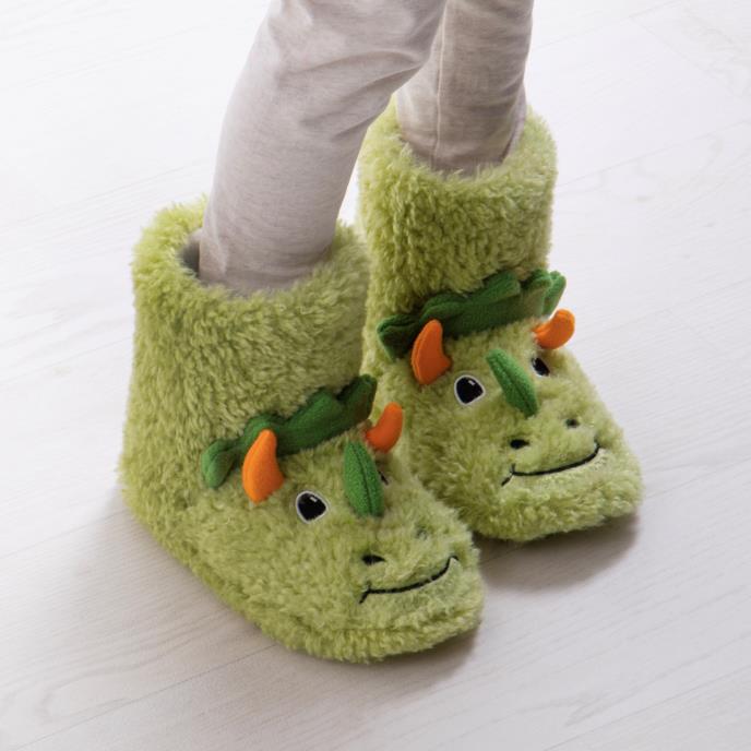 totes Kids Dino Boot Slippers Green