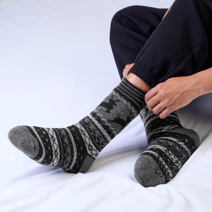 totes toasties® Mens Single Sherpa Line Slipper Socks Grey Mix