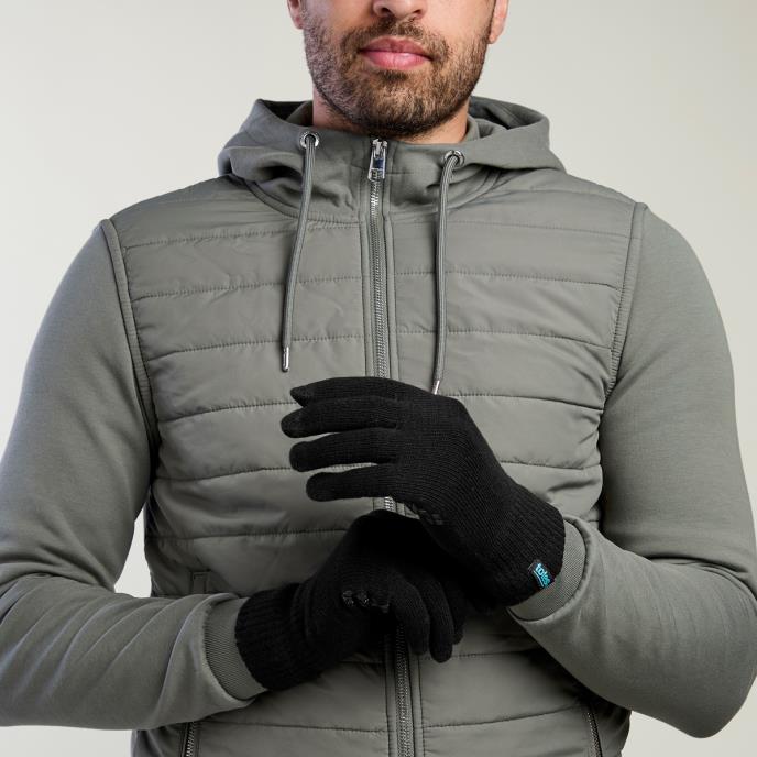 totes toasties® Mens Brushed Thermal Knitted SmarTouch Gloves Black
