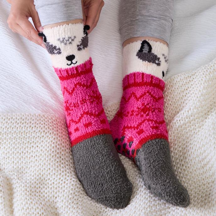 totes toasties® Ladies Novelty Super Soft Slipper Socks Badger