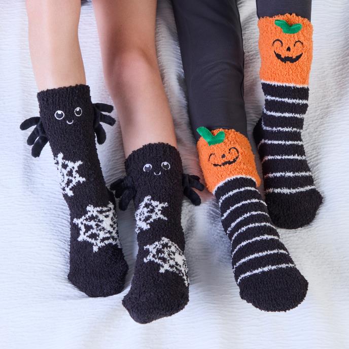 totes toasties® Childrens Twin Pack Super Soft Cosy Slipper Sox Halloween