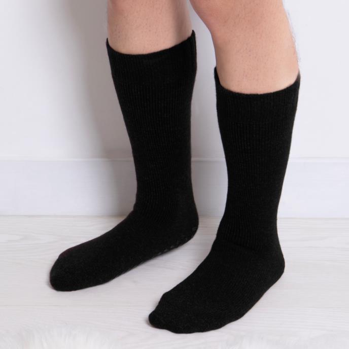 totes Mens Premium Thermal Wool Blend Slipper-Sock Black