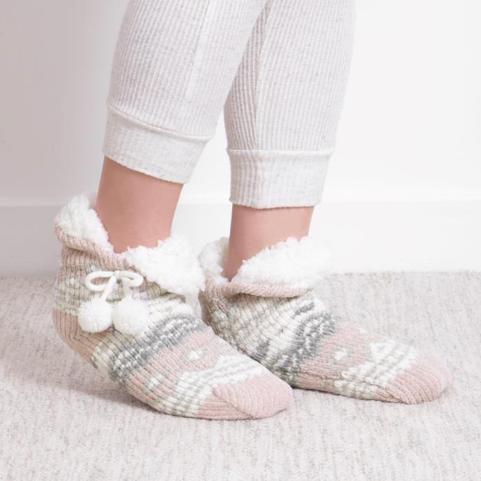 totes toasties® Ladies Chenille Crop Knitted Slipper Socks Multi