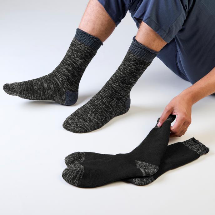 totes toasties® Mens 3.0 TOG Brushed Inside Thermal Lined Socks (Twin Pack) Black Twist
