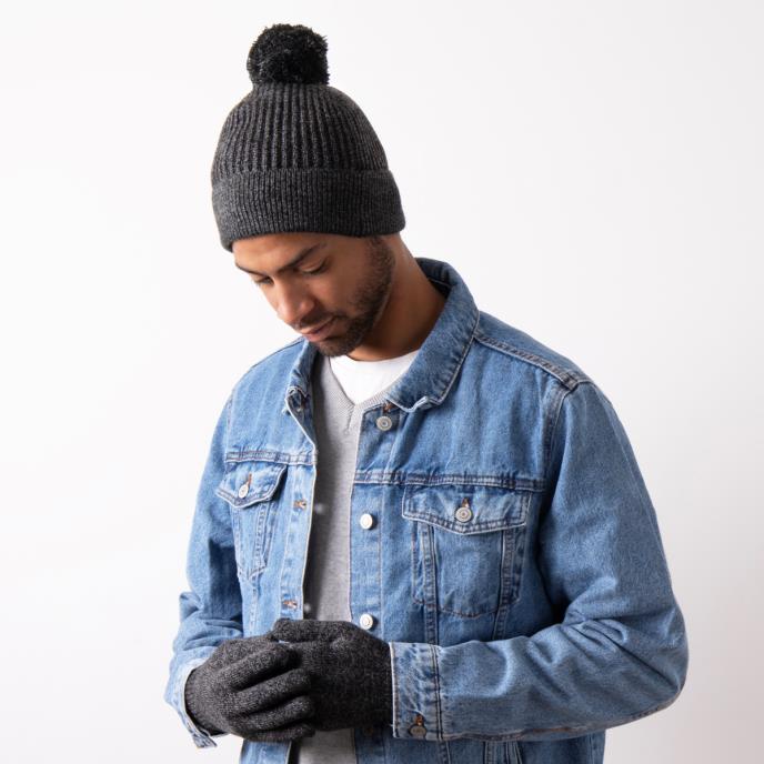 totes toasties® toasties Mens Hat & Glove Gift Set Black / Grey