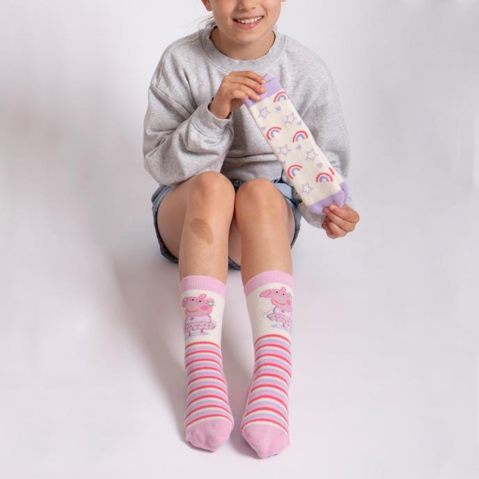 totes® Peppa Pig™ Childrens Novelty Original Slipper Sock (Twin Pack) Peppa