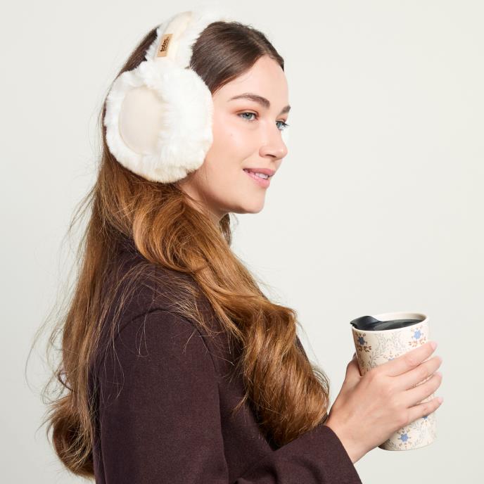 totes toasties® Ladies Ceramic Travel Mug & Earmuff Set Blue Floral / Cream