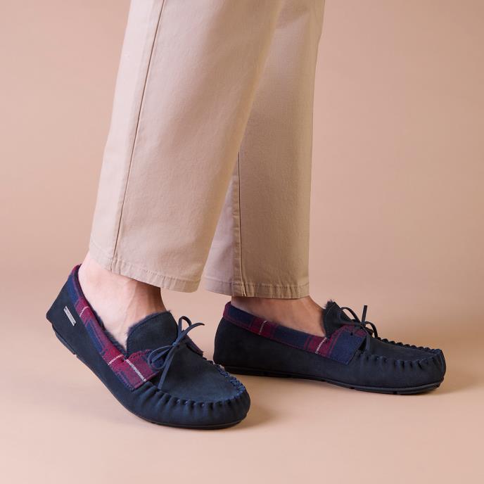 Ben Sherman® Suede Mocassin With Check Navy