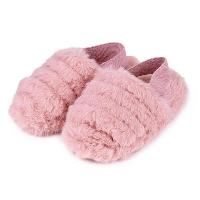 totes Childrens Faux Fur Slingback Slippers Pink