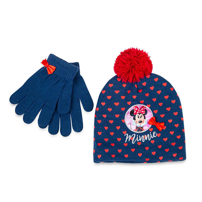 Children's Minnie Mouse Hat & Glove Set Navy