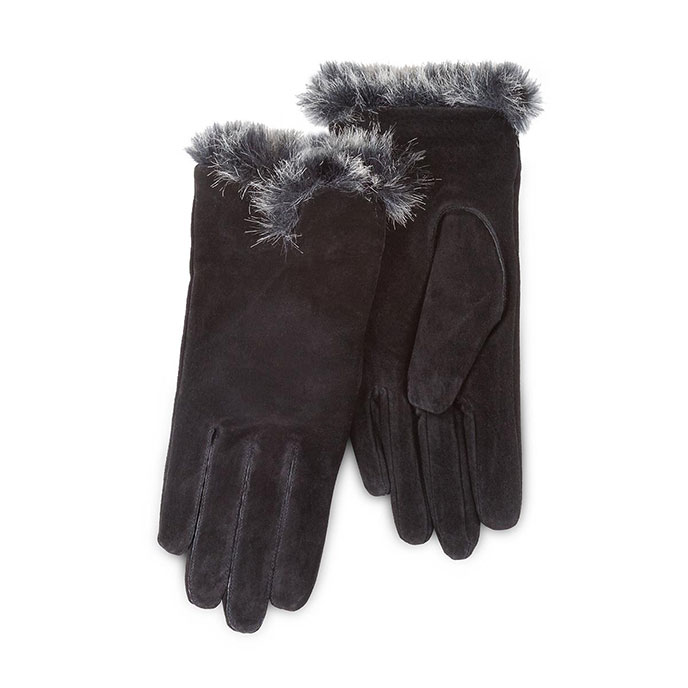 Isotoner Ladies Luxury Suede Gloves with Faux Fur Spill | totes ISOTONER